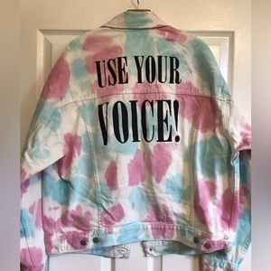 Levi’s “use your voice” LGBTQ/ PRIDE Tie dye denim jacket